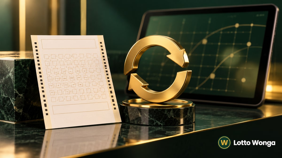 Billet vierge, tablette et symbole doré de paiement récurrent.